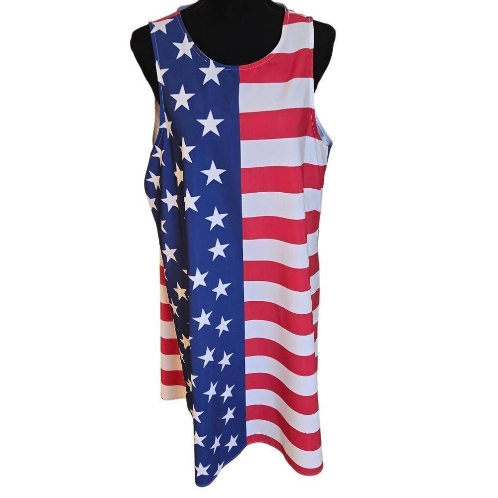 Redbubble Womens Patriotic Flag Shift A-Line Dress Size XL